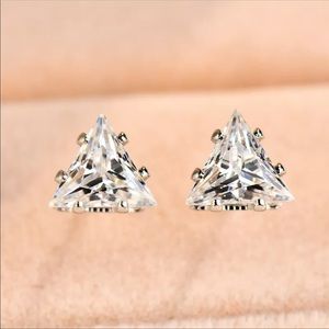 Beautiful Small Diamond Triangle Earrings